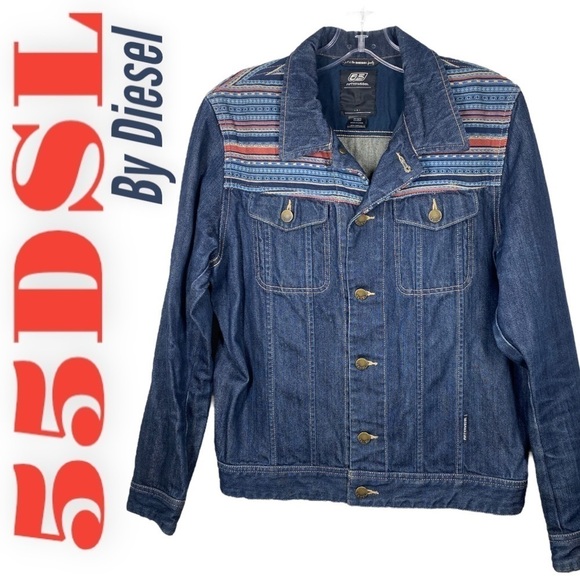 55 DSL BY DIESEL Vintage ‘90s 100% Cotton Southwest Embroidered Denim Jacket, S - Picture 8 of 9